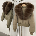 OFTBUY Knit Cuff Short Real Fox Fur Collar Duck Down Coat Female New Autumn Winter Clothes Women Genuine Fur Puffer Jacket