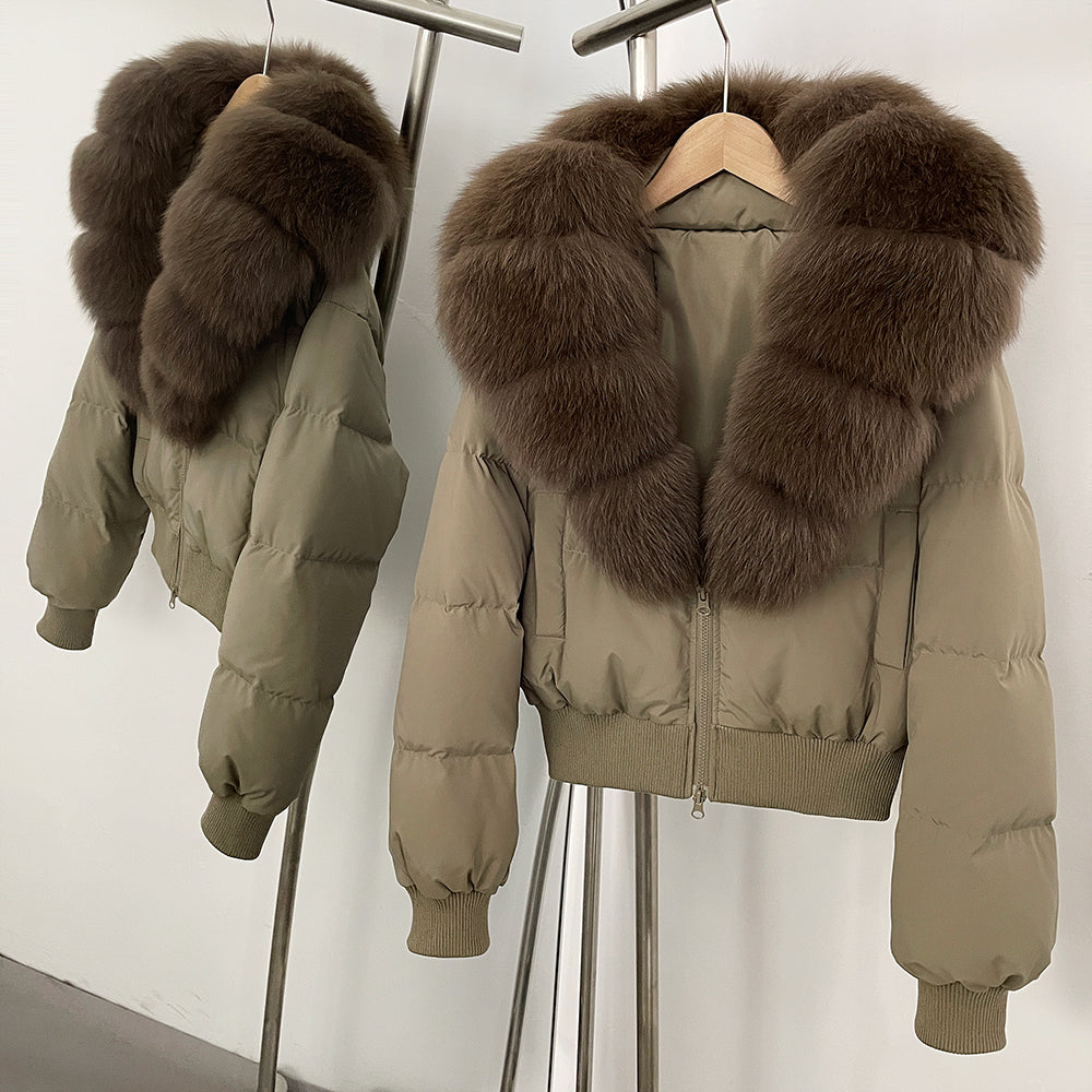 OFTBUY Knit Cuff Short Real Fox Fur Collar Duck Down Coat Female New Autumn Winter Clothes Women Genuine Fur Puffer Jacket
