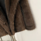 OFTBUY Chic Oversized Lapel Faux Fur Jacket - Premium Vegan Fur Winter Coat with Soft Texture