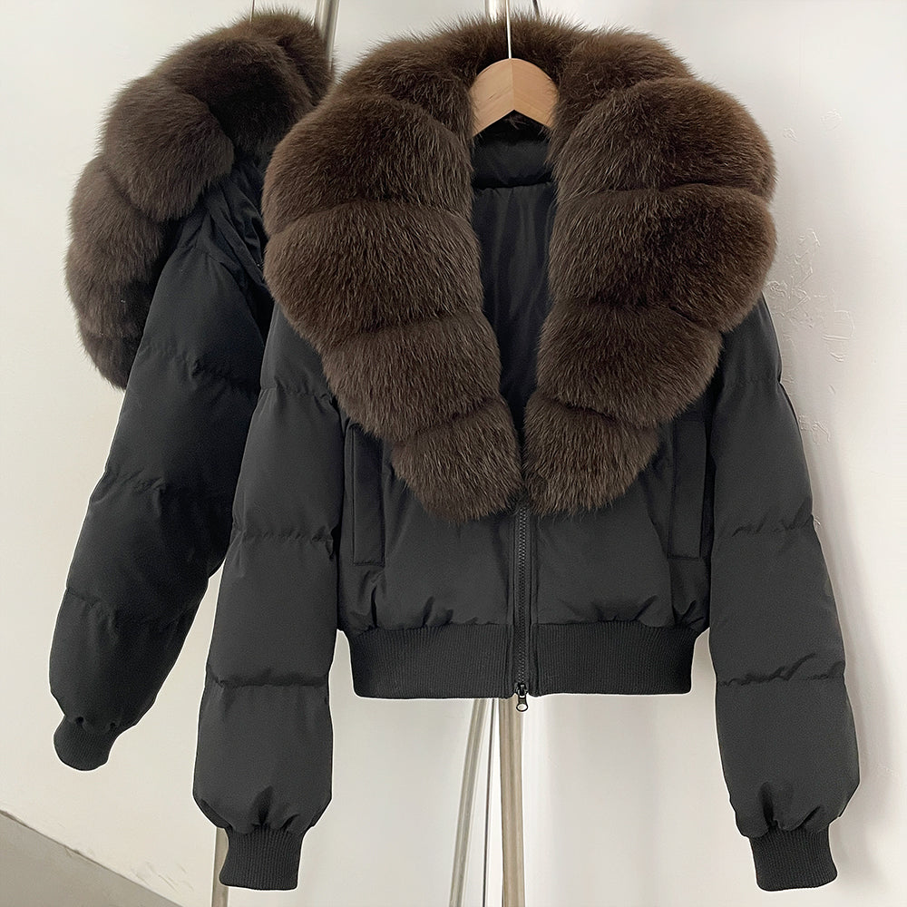 OFTBUY Knit Cuff Short Real Fox Fur Collar Duck Down Coat Female New Autumn Winter Clothes Women Genuine Fur Puffer Jacket