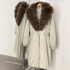 OFTBUY New Zipper Autumn Winter Clothes Women Natural Fox Fur Collar Goose Down Coat Long Warm Thickened Real Fur Puffer Jacket
