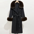 OFTBUY Fashion Warm Top Clothing Women Real Fur Wool Coat Female New Autumn Winter Wool Jacket with Natural Fur Collar and Cuffs