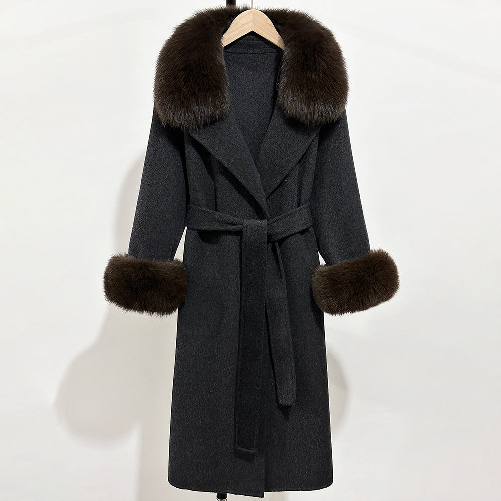 OFTBUY Fashion Warm Top Clothing Women Real Fur Wool Coat Female New Autumn Winter Wool Jacket with Natural Fur Collar and Cuffs
