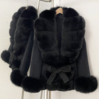 OFTBUY Big Real Fox Fur Pinnacle Woolen Coat Female New Autumn Winter Top Clothes Warm Natural Fox Fur Collar Wool Jacket Women