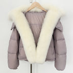 OFTBUY Ultra-Luxury 90% Duck Down Puffer Jacket with Oversized Real Fox & Raccoon Fur Collar