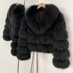 OFTBUY Fluffy Natural Fox Fur Coat Female New Autumn Winter Thickened Warm Clothes Women Long Sleeves Short Real Fur Jacket Lady