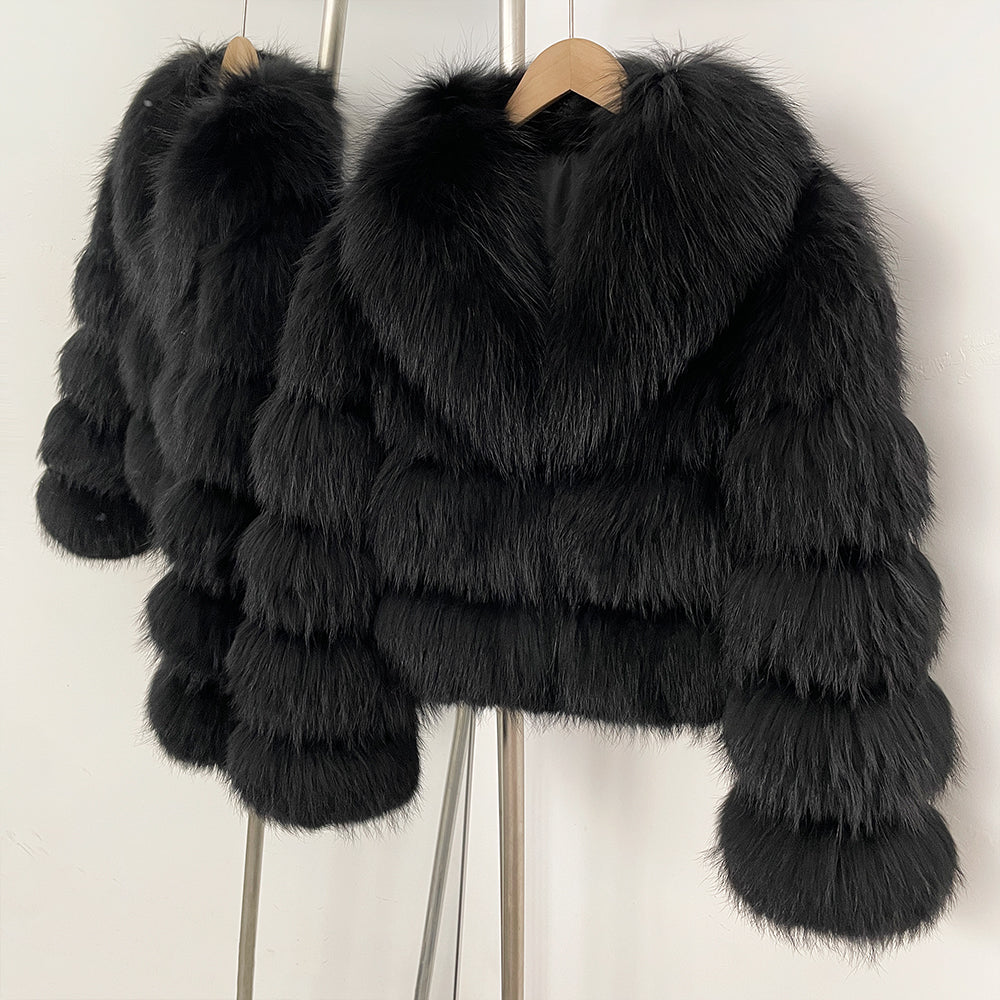 OFTBUY Fluffy Natural Fox Fur Coat Female New Autumn Winter Thickened Warm Clothes Women Long Sleeves Short Real Fur Jacket Lady