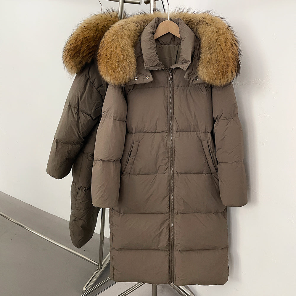 OFTBUY Duck Down Warm Windproof Puffer Coat New Women's Long Hooded Down Jacket Real Fur Collar Winter Thickened Parka Outerwear