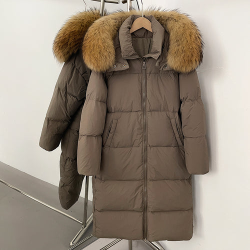 OFTBUY Duck Down Warm Windproof Puffer Coat New Women's Long Hooded Down Jacket Real Fur Collar Winter Thickened Parka Outerwear