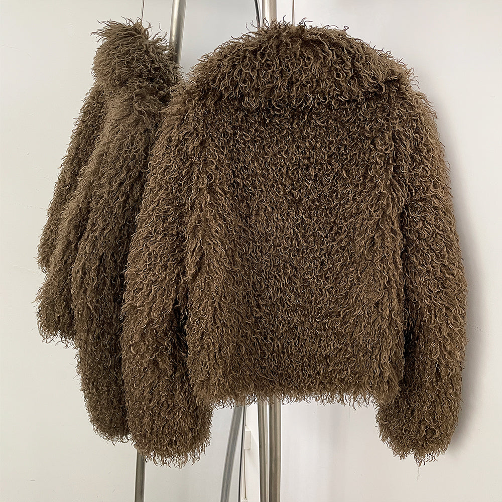 OFTBUY Warm Thicken Luxury Outerwear New Winter Clothes Female Women's Cozy Faux Mongolian Fur Short Coat Teddy Faux Fur Jacket