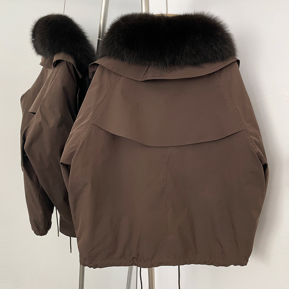OFTBUY Down Jacket Women Real Fox Fur Collar Autumn Winter White Duck Down Coat Warm Puffer Jacket Female Waterproof  Feathers