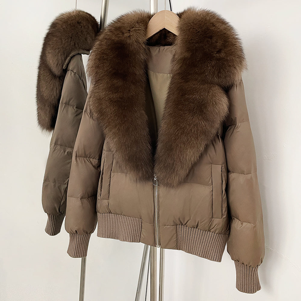 OFTBUY Zipper Luxury Warm Winter New Women's Puffer Jacket with Real Fox Fur Collar Fashion Outerwear Duck Down Coat Female