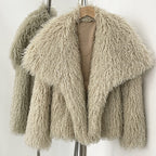 OFTBUY New Autumn Winter Clothes Women Fashion Big Collar Artificial Mongolia Sheep Fur Jacket Luxury Faux Fur Coat Fake Fur Overcoat