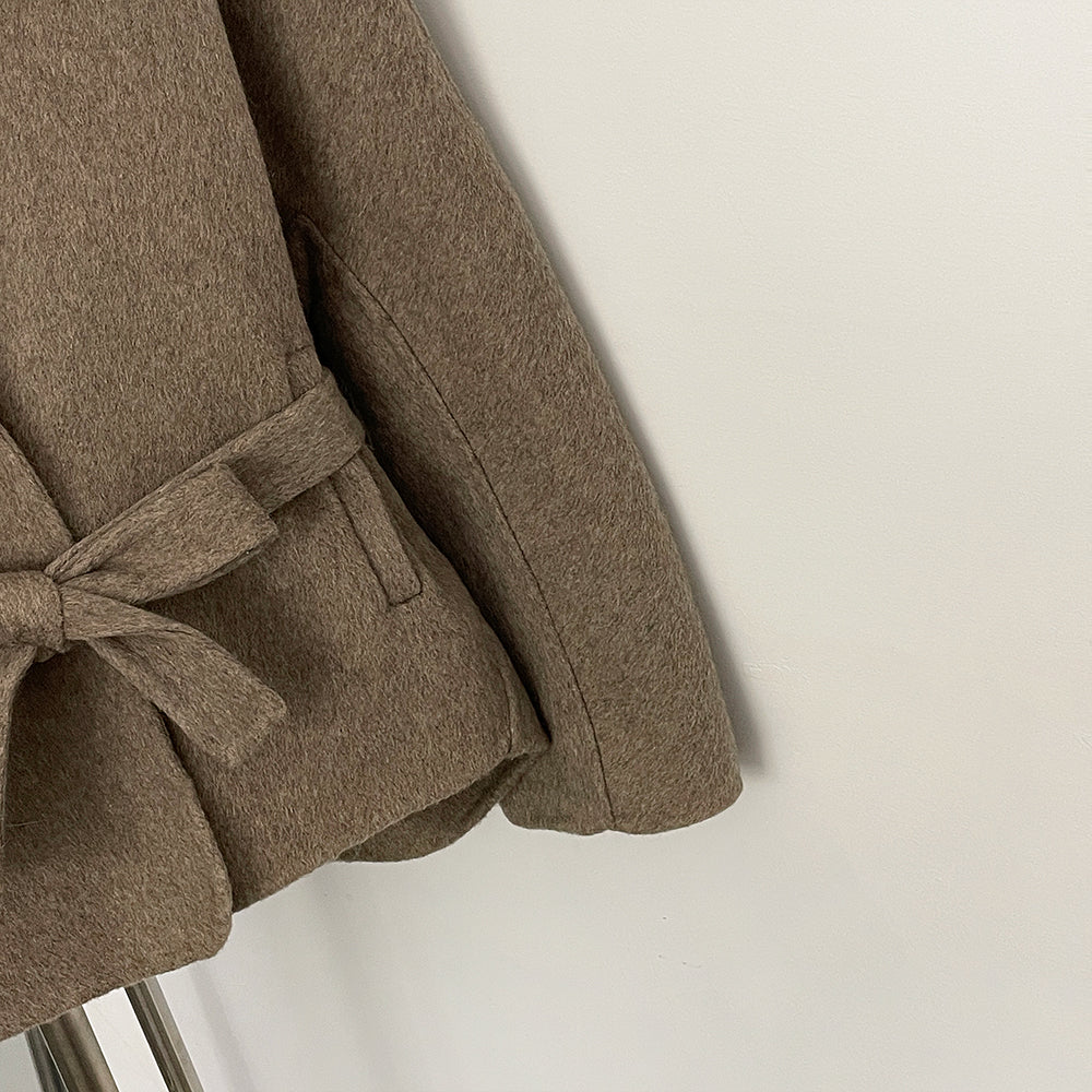 OFTBUY New Winter Woolen Clothes Women Short Belt Real Fox Fur Collar 100% Wool Jacket Feamle V-neck Loose Warm Natural Fur Coat