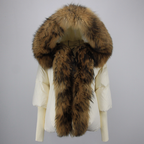 OFTBUY Hooded Natural Thick Winter Jacket Women Outerwear Real Fox Fur Coat Woman Warm Loose Oversize Duck Down Coat Streetwear