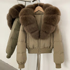OFTBUY Knit Cuff Short Real Fox Fur Collar Duck Down Coat Female New Autumn Winter Clothes Women Genuine Fur Puffer Jacket