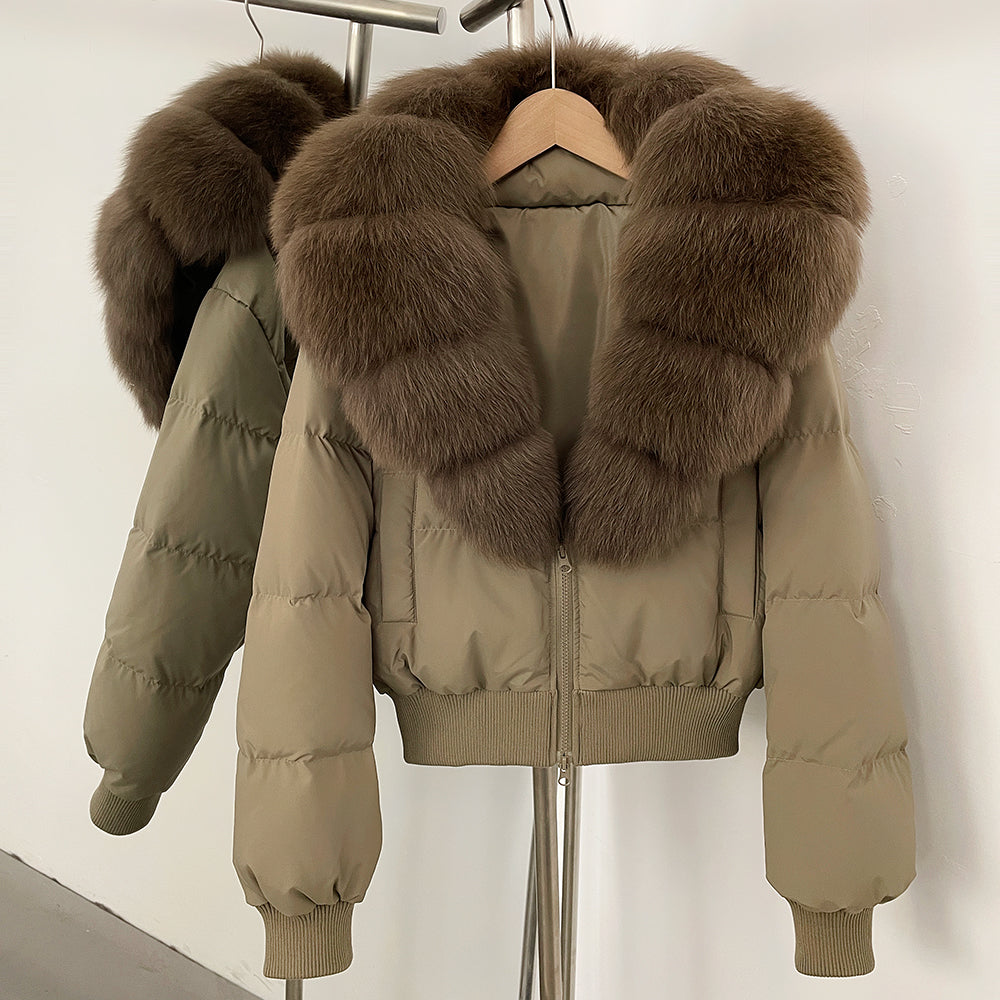 OFTBUY Knit Cuff Short Real Fox Fur Collar Duck Down Coat Female New Autumn Winter Clothes Women Genuine Fur Puffer Jacket