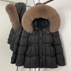 OFTBUY New Winter Hooded Slim Top Clothes Women Fashion Thick Warm Real Fox Fur Duck Down Coat Femlae Natural Fur Puffer Jacket