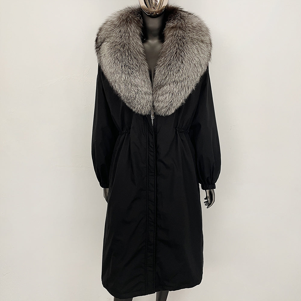 OFTBUY New Zipper Autumn Winter Clothes Women Natural Fox Fur Collar Goose Down Coat Long Warm Thickened Real Fur Puffer Jacket