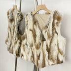 OFTBUY New Autumn Winter Clothes Outerwear Women Natural Patchwork Real Rex Rabbit Fur Vest V-Neck Natural Fur Waistcoat Female