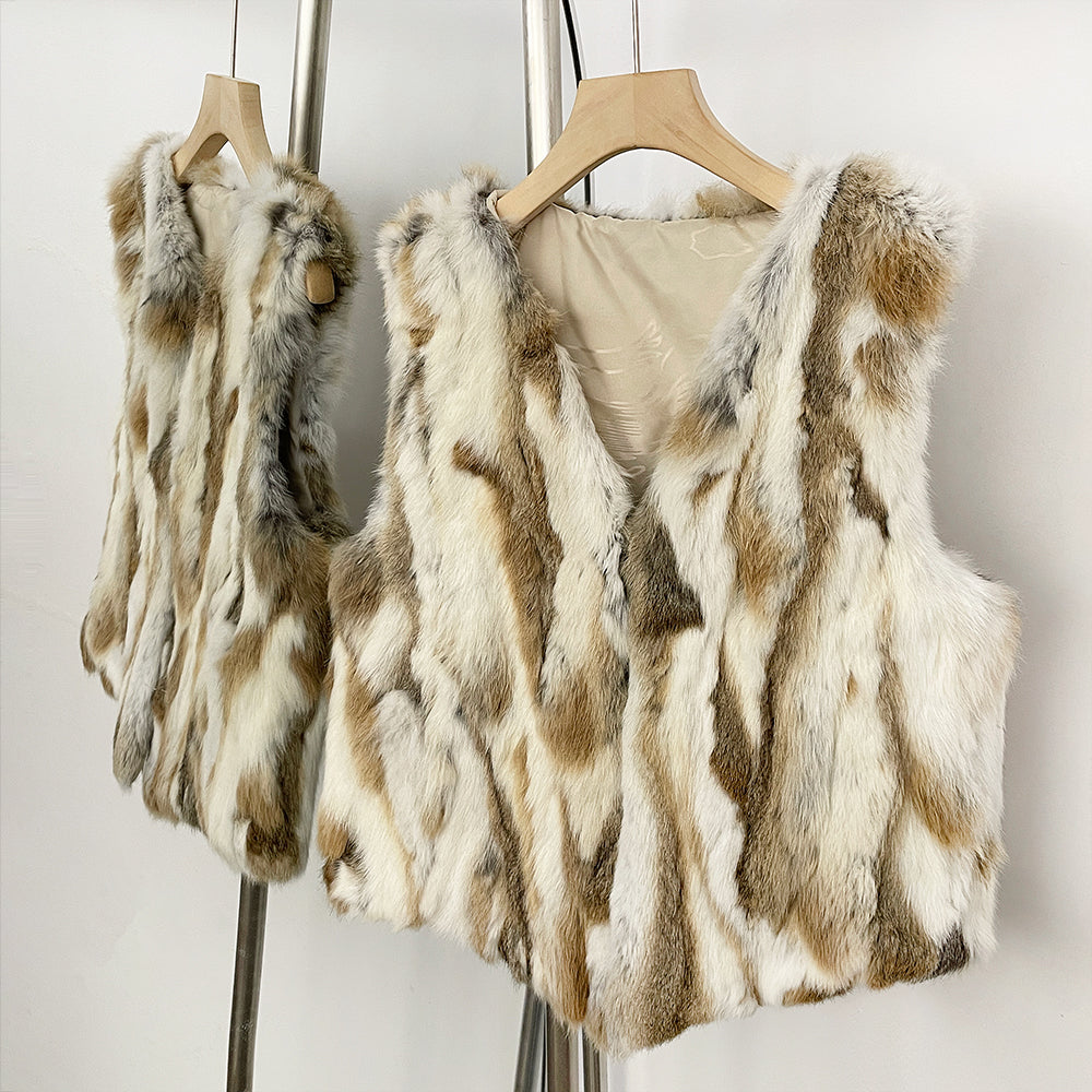 OFTBUY New Autumn Winter Clothes Outerwear Women Natural Patchwork Real Rex Rabbit Fur Vest V-Neck Natural Fur Waistcoat Female