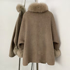 OFTBUY Belted Waist Elegant Winter Luxury Woolen Outerwear Female New Women's Wool Coat Large Real Fox Fur Collar and Cuffs