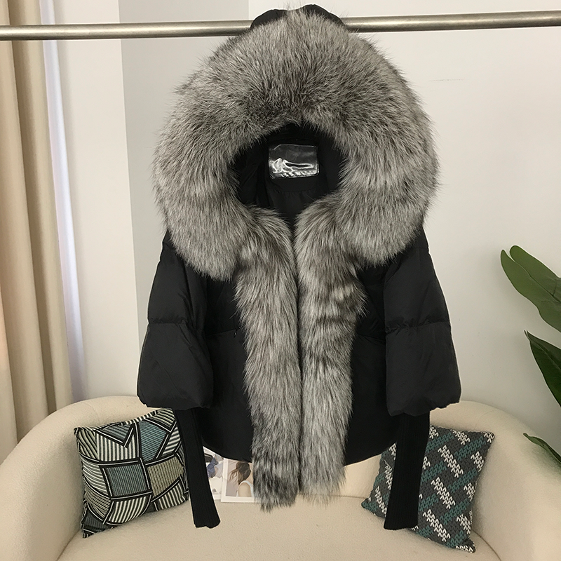 OFTBUY Hooded Natural Thick Winter Jacket Women Outerwear Real Fox Fur Coat Woman Warm Loose Oversize Duck Down Coat Streetwear