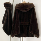 OFTBUY Wholesale Hooded Belt Faux Fur Coat Female Thickened Warm Fluffy Fake Fur Jacket Women New Winter Long Sleeve Fur Clothes Female