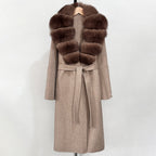 OFTBUY New Autumn Winter Top Clothes Female Long Big Real Fox Fur Collar Woolen Jacket Women Fashion Warm Cashmere Wool Coat
