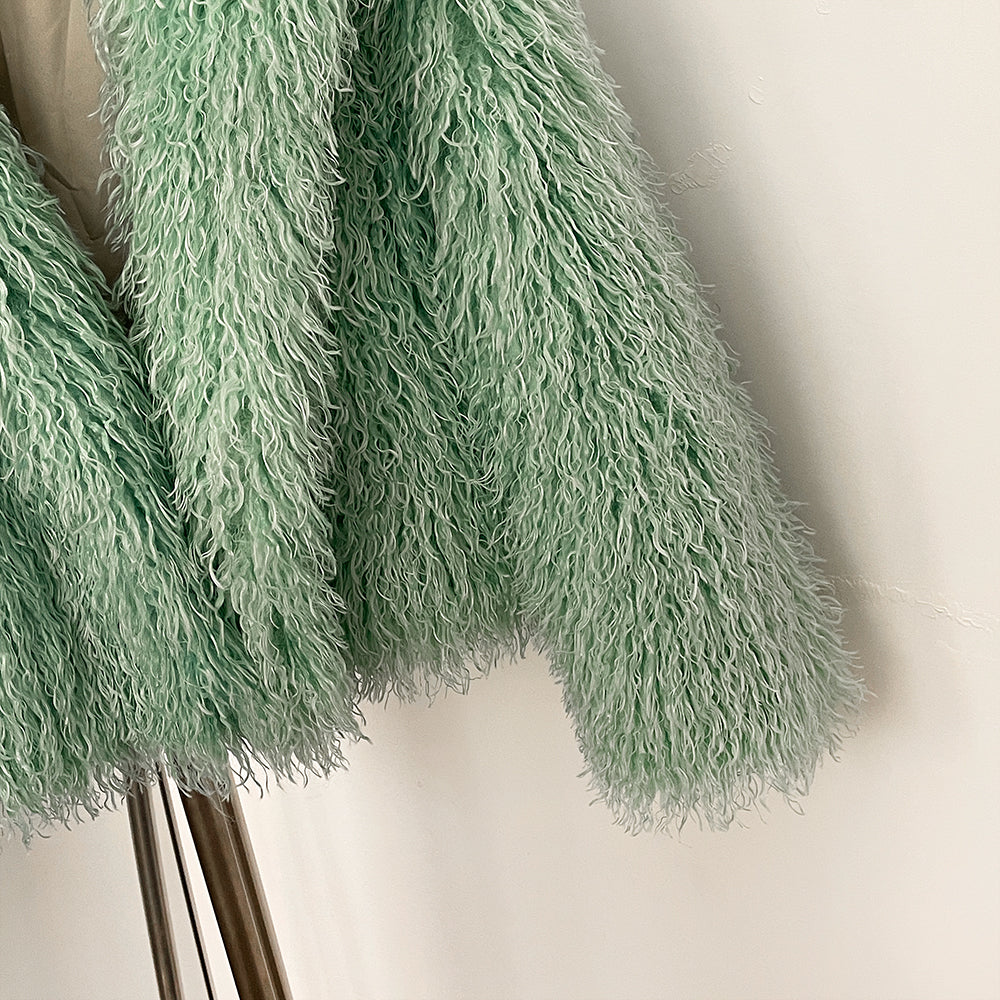 OFTBUY Wholesale Faux Fur Coat Female Artificial Mongolian Sheep Fur Fluffy Jacket Women New Winter Thickened Warm Outerwear Lady