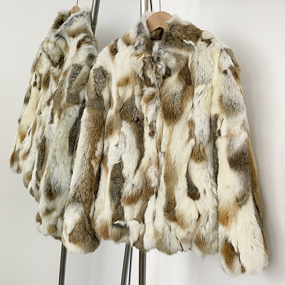 OFTBUY New Autumn Winter Clothes Women Hot Sales Natural Rabbit Fur Jacket Female Fashion Short Thick Warm Real Fur Coat