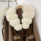 OFTBUY New Fashion Fur Cuff Winter Clothes Women Real Fox Fur Collar Woolen Coat Female Warm Double-faced Cashmere Wool Jacket