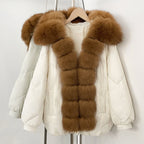 OFTBUY New Autumn Winter Thickened Warm Clothes Women Loose Big Real Fox Fur Goose Down Coat Female Natural Fur Puffer Jacket