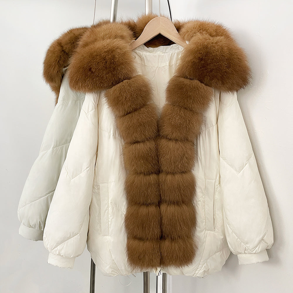 OFTBUY New Autumn Winter Thickened Warm Clothes Women Loose Big Real Fox Fur Goose Down Coat Female Natural Fur Puffer Jacket