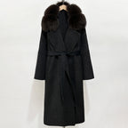 OFTBUY Belted Long Warm Winter Elegant Fashion Outerwear New Women's Double-Faced Wool Coat with Real Fox Fur Collar