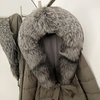 OFTBUY New Winter Genuine Fox Fur Hooded Puffer Coat Women Women's White Duck Down Jacket Outerwear Female Fashion Parkas