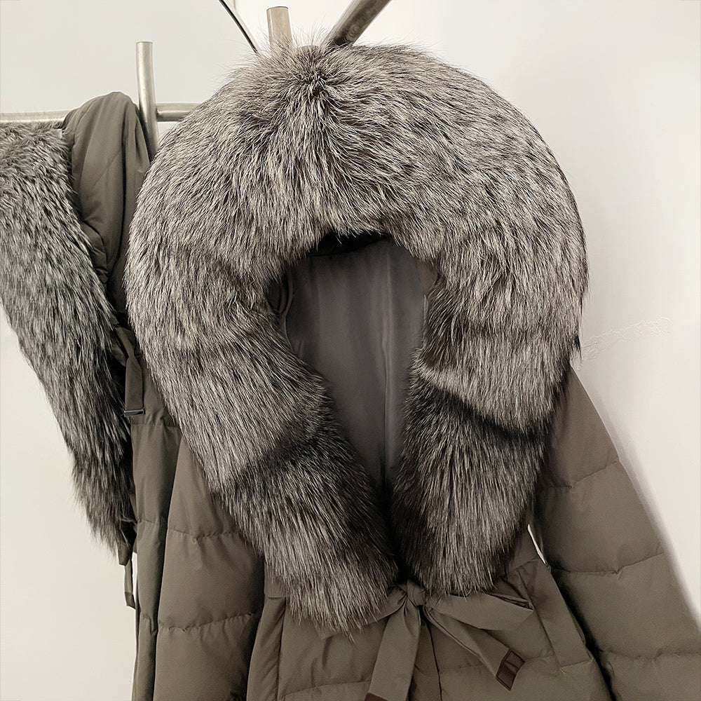 OFTBUY New Winter Genuine Fox Fur Hooded Puffer Coat Women Women's White Duck Down Jacket Outerwear Female Fashion Parkas