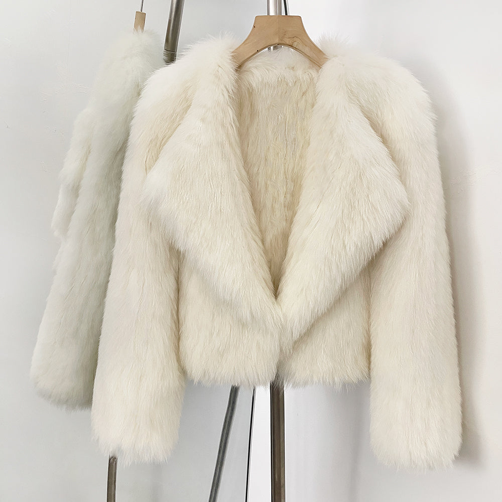 OFTBUY Luxury Short Natural Fox Fur Jacket Female New Autumn Winter Warm Top Clothes Women Weaving Thick Fluffy Real Fur Coat