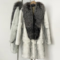 OFTBUY New Autumn Winter Clothes Women Mid-length Real Fox Fur Collar Jacket Female Luxury Warm Thick Natural Rabbit Fur Coat