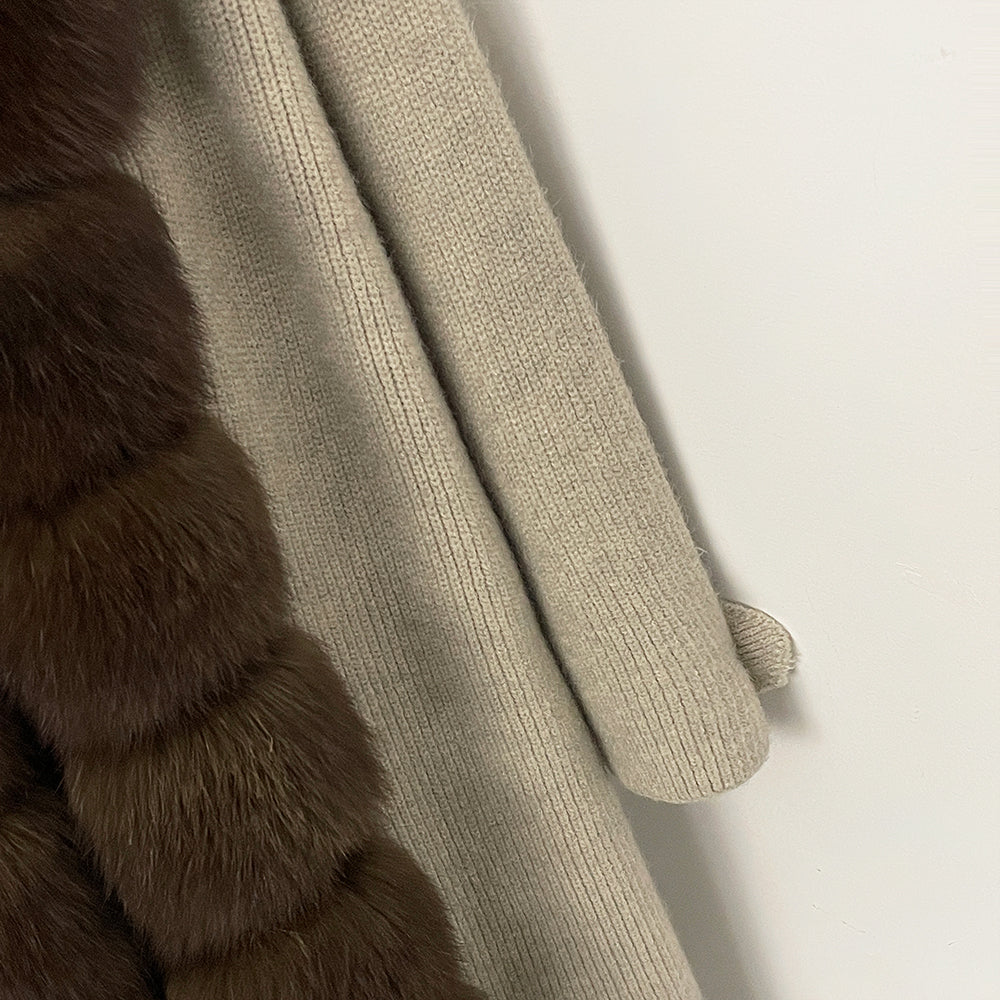 OFTBUY Elegant Fashion Outerwear Female New Women's Knit Long Coat with Full Real Fox Fur Warm Winter Natural Fur Collar Sweater