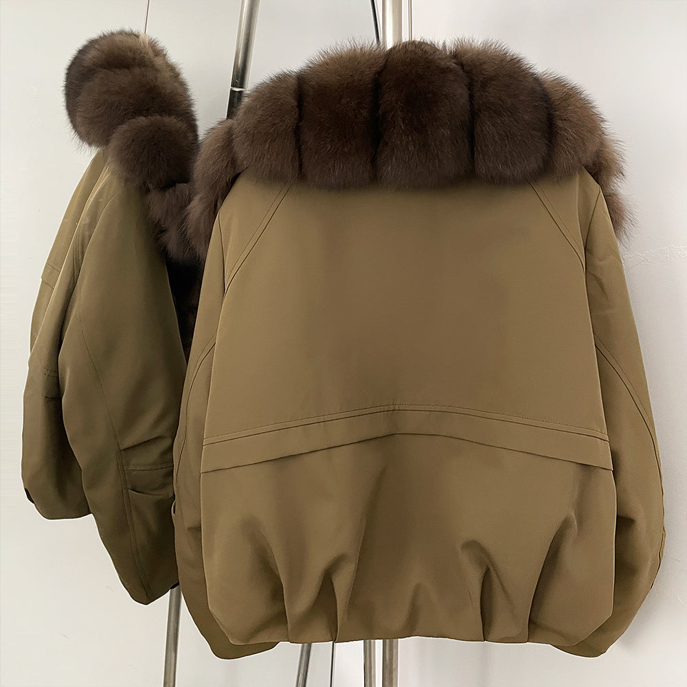 OFTBUY Short Thickened Warm Natural Fur Collar Down Coat Female Winter Long Sleeve Top Clothes Women Luxury Puffer Jacket