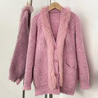 OFTBUY New Spring Autumn Knitting Clothes Women Knitted Long Sleeves Sweater Coat Female Fashion Real Fox Fur Cardigan Jacket