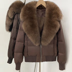 OFTBUY Zipper Luxury Warm Winter New Women's Puffer Jacket with Real Fox Fur Collar Fashion Outerwear Duck Down Coat Female