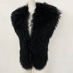 OFTBUY Women's Faux Mongolian Fur Vest Open Front Fluffy Faux Fur Waistcoat with Back Tie New Autumn Winter Outerwear Female