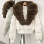 OFTBUY Knit Cuff Short Real Fox Fur Collar Duck Down Coat Female New Autumn Winter Clothes Women Genuine Fur Puffer Jacket