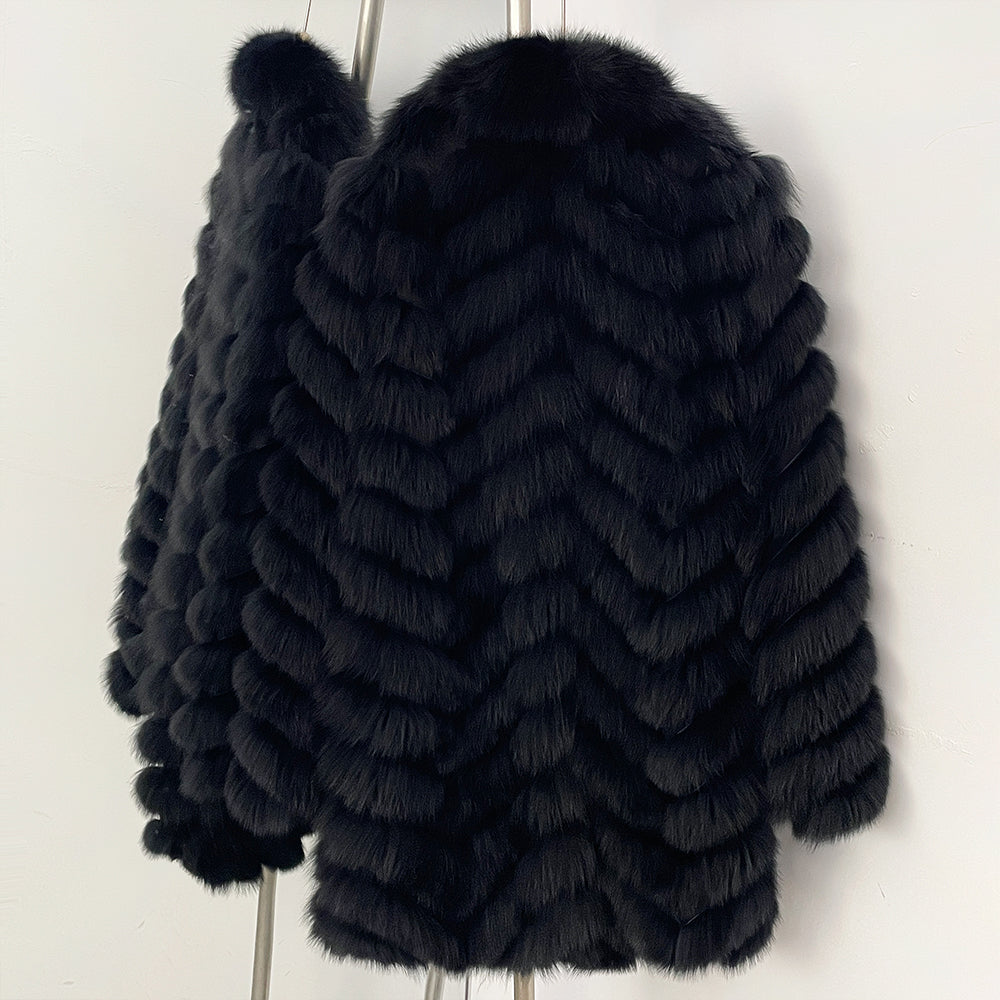 OFTBUY 2-in-1 Reversible Luxury Jacket - 100% Real Fox Fur Coat & Windproof Winter Parka