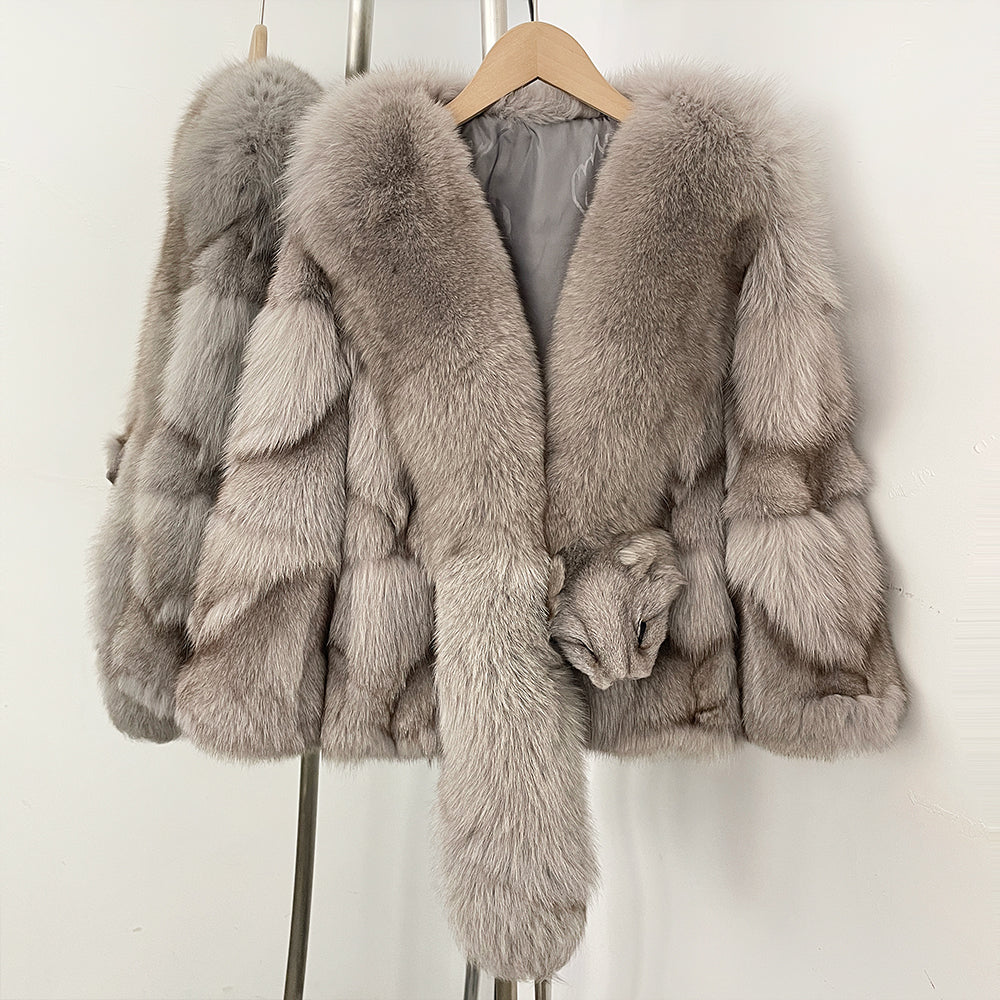 OFTBUY New Arrival Women Real Natural Fox Fur Coats Autumn Winter Wholeskin Fox Fur Short Jacket Warm Real Fox Fur Overcoats