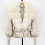 OFTBUY Big Natural Fox Fur Coat Women New Winter 90% White Duck Down Jacket Female Short Puffer Feather Coats Parkas