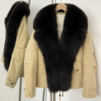 OFTBUY Down Jacket Women Real Fox Fur Collar Autumn Winter White Duck Down Coat Warm Puffer Jacket Female Waterproof  Feathers