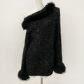 OFTBUY New Spring Autumn Light Top Clothes Female One-length Shoulder Pullovers Knitting Coat Women Real Fox Fur Knitted Sweater